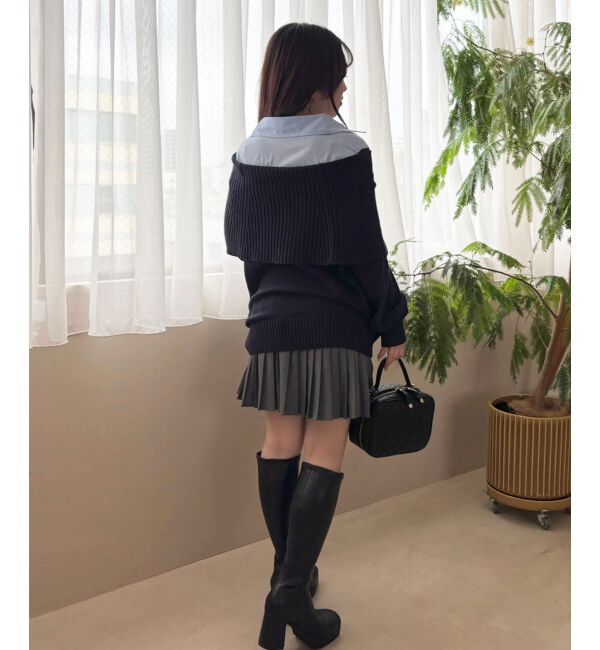 「シャツドッキングミディ丈ニット」|ニット・セーター|