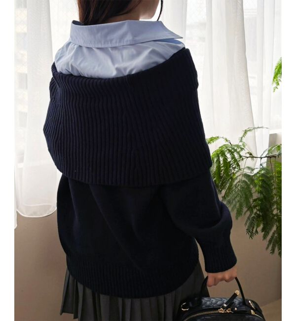  「シャツドッキングミディ丈ニット」|ニット・セーター|