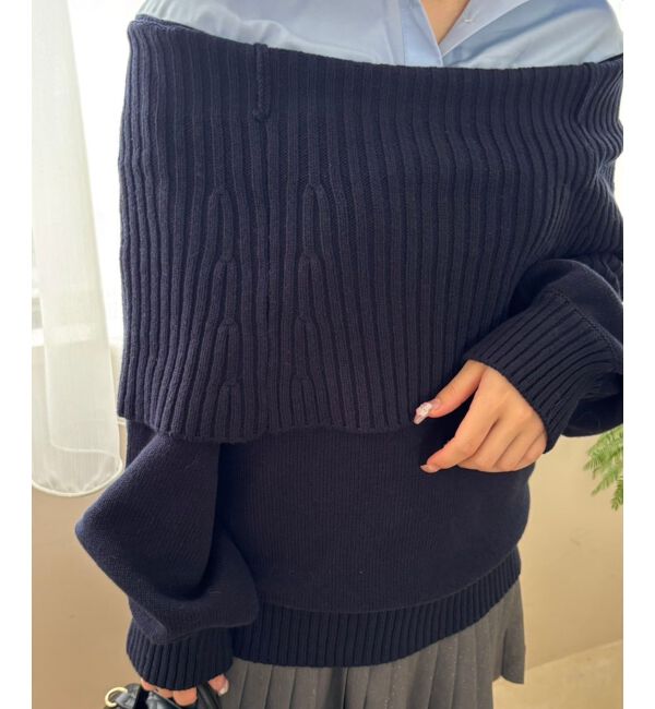  「シャツドッキングミディ丈ニット」|ニット・セーター|