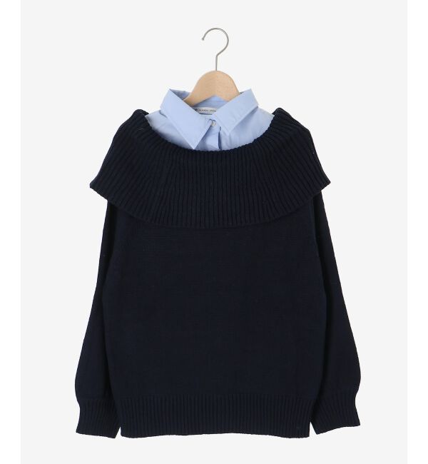  「シャツドッキングミディ丈ニット」|ニット・セーター|