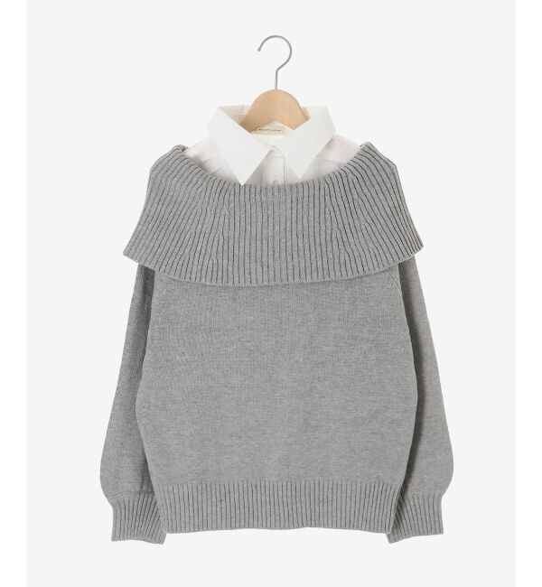  「シャツドッキングミディ丈ニット」|ニット・セーター|