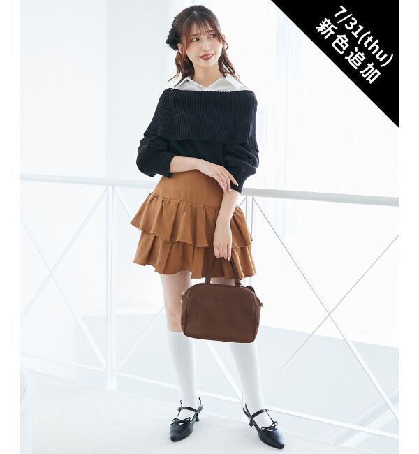  「シャツドッキングミディ丈ニット」|ニット・セーター|ブラック