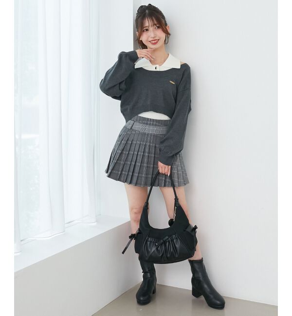  「襟付ノースリニットセットオフショルニット」|ニット・セーター|