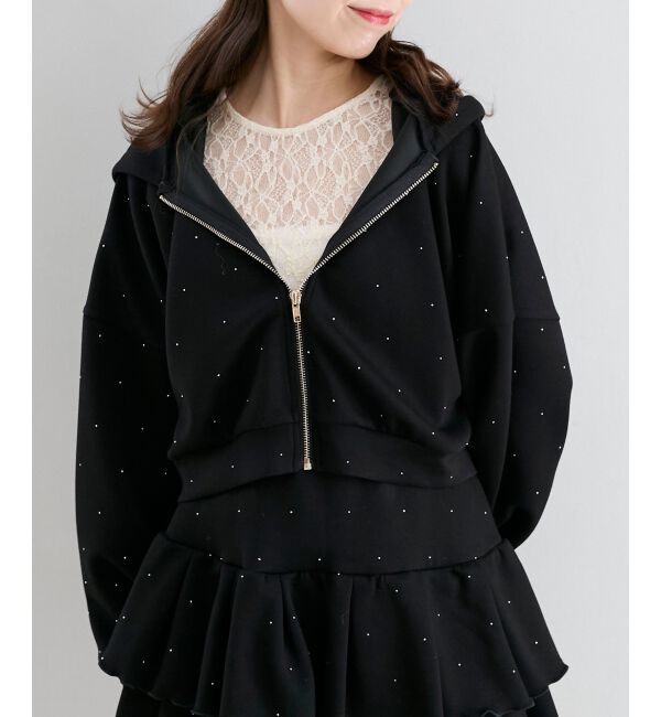  「&infin;キラキララインストーンショートパーカー」|パーカー|