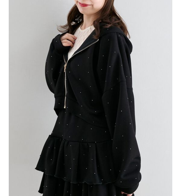  「&infin;キラキララインストーンショートパーカー」|パーカー|