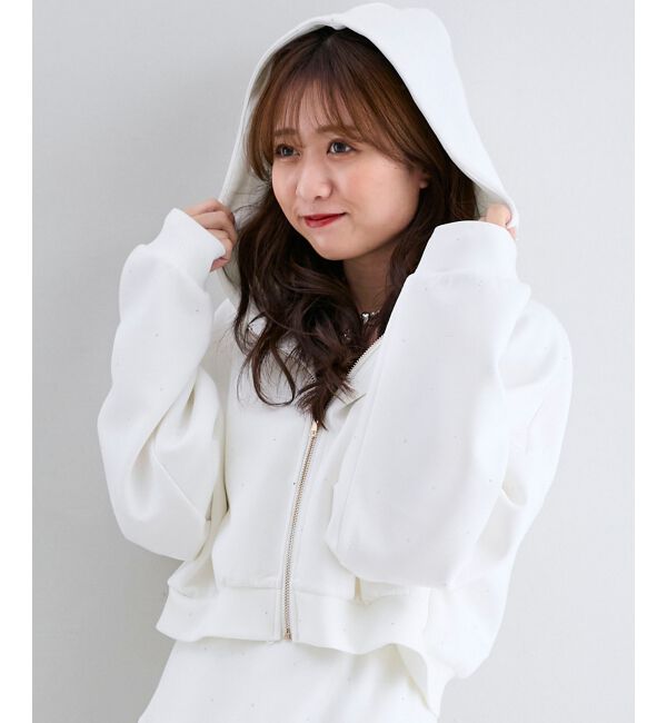  「&infin;キラキララインストーンショートパーカー」|パーカー|