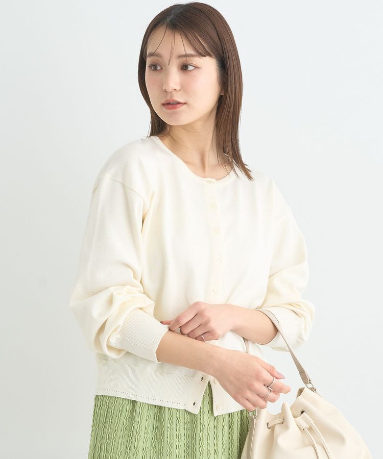 earth music&ecology「UVカット加工クルーネックニットカーディガン」|カーディガン|Ivory