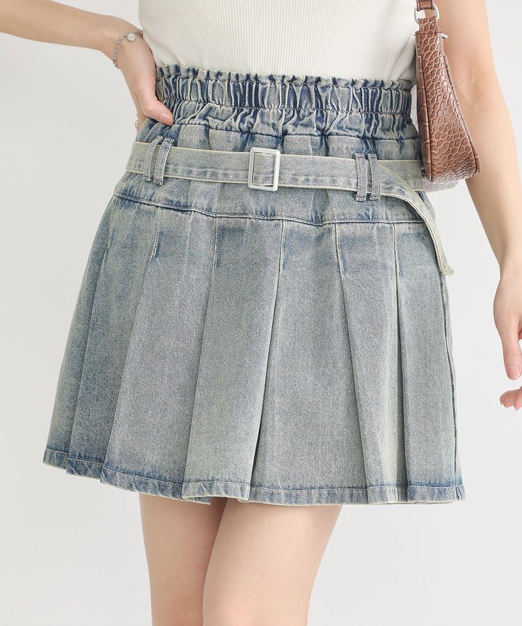 earth music&ecology「デニムプリーツスカパン」|スカート|