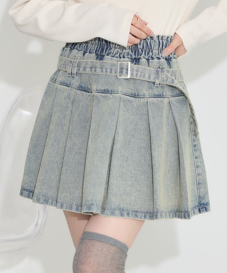 earth music&ecology「デニムプリーツスカパン」|スカート|