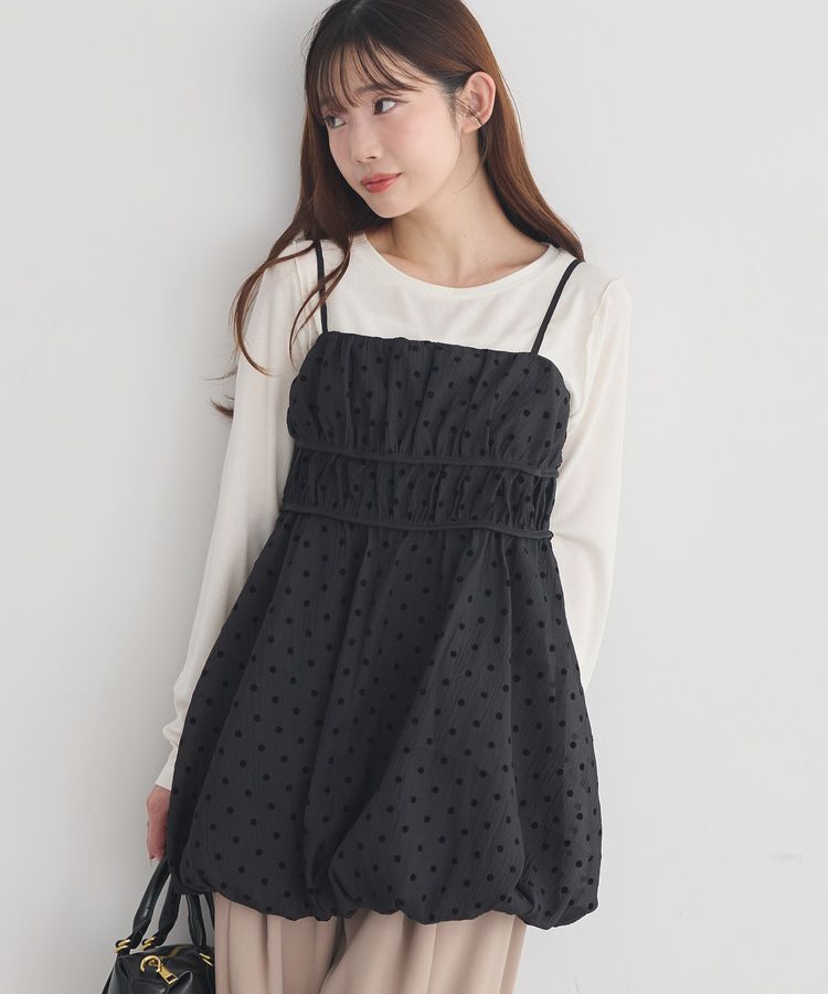 earth music&ecology「ドットバルーンキャミチュニック」|チュニック|ドットブラック