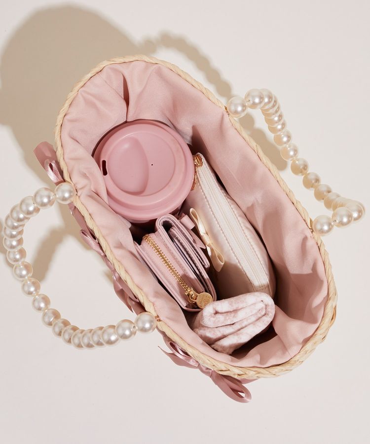Maison de FLEUR「パールハンドルメイズリボンカゴバッグ」|ハンドバッグ|