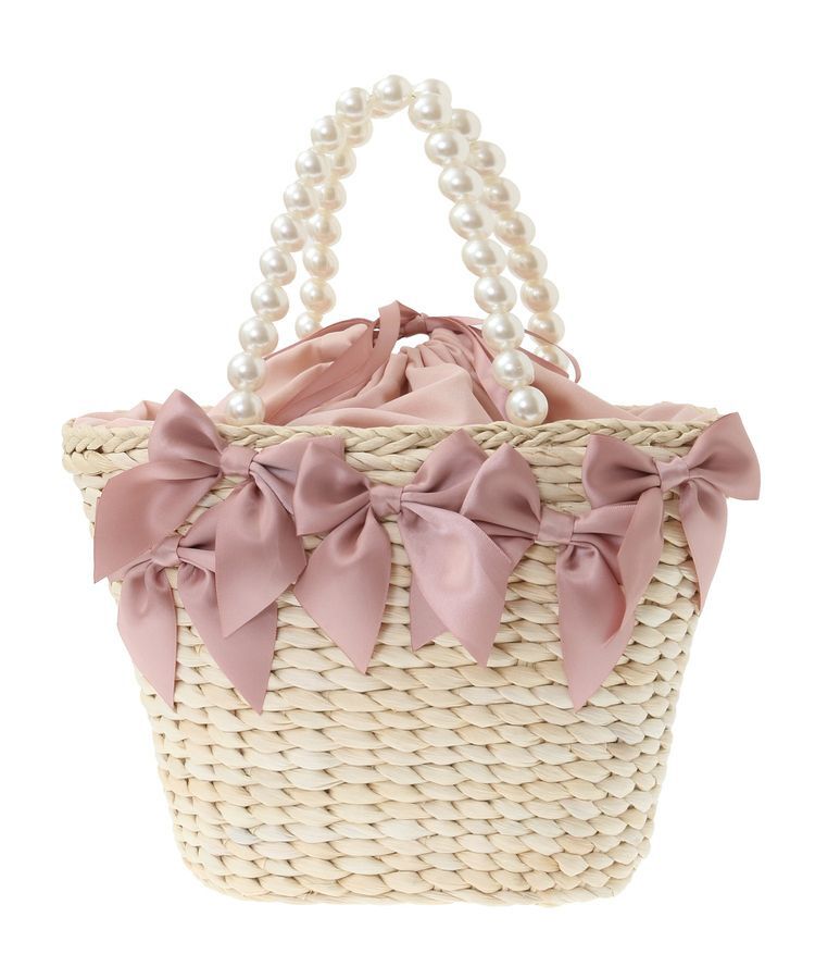 Maison de FLEUR「パールハンドルメイズリボンカゴバッグ」|ハンドバッグ|