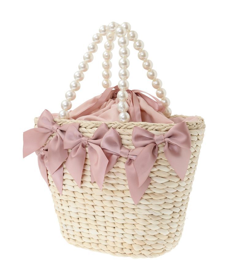 Maison de FLEUR「パールハンドルメイズリボンカゴバッグ」|ハンドバッグ|
