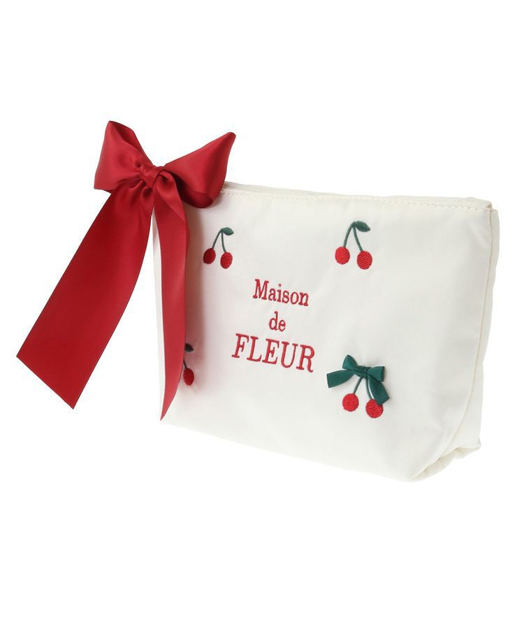 Maison de FLEUR「チェリー刺繍ポーチ」|ポーチ|