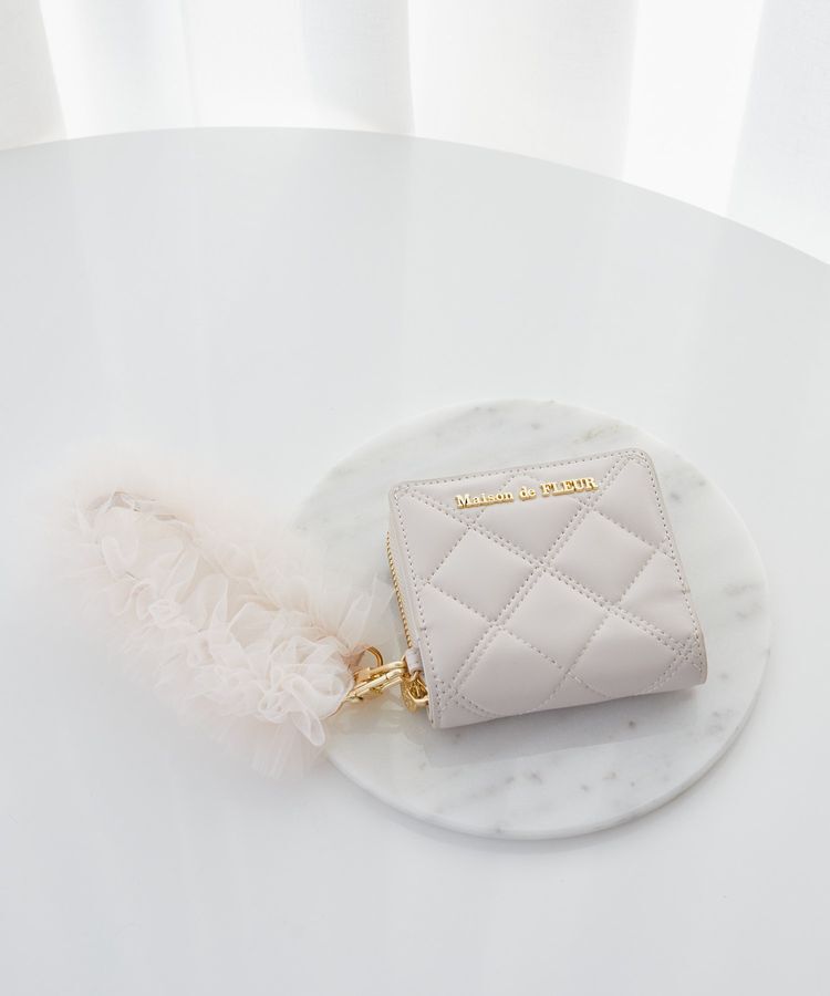 Maison de FLEUR「チュールストラップウォレット」|財布|ライトピンク