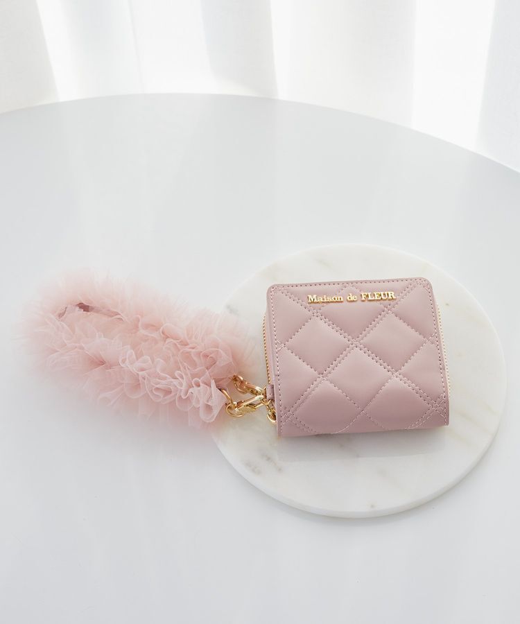 Maison de FLEUR「チュールストラップウォレット」|財布|ピンク