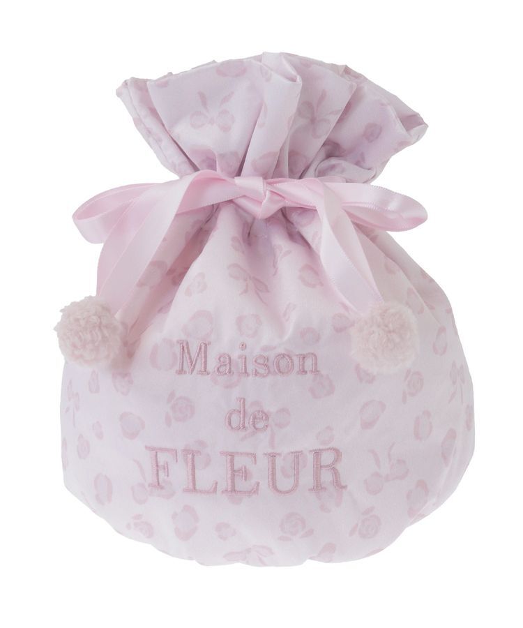 Maison de FLEUR「リボンレオパード巾着ポーチ」|ポーチ|