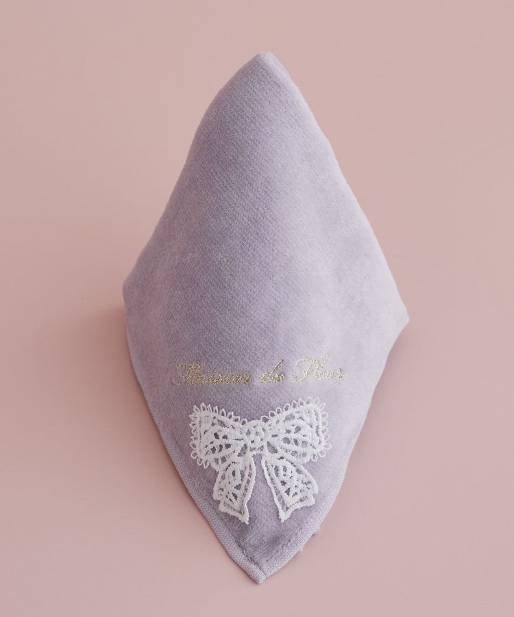 Maison de FLEUR「リボンレースタオルハンカチ」|ハンカチ|ラベンダー