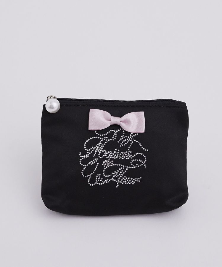 Maison de FLEUR「シャイニーリボンティッシュケース」|ポーチ|ブラック