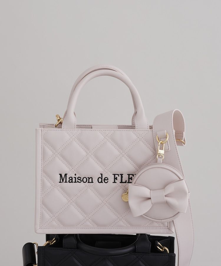 Maison de FLEUR「ミニポーチ付きキルティングトートバッグ」|ハンドバッグ|ピンク