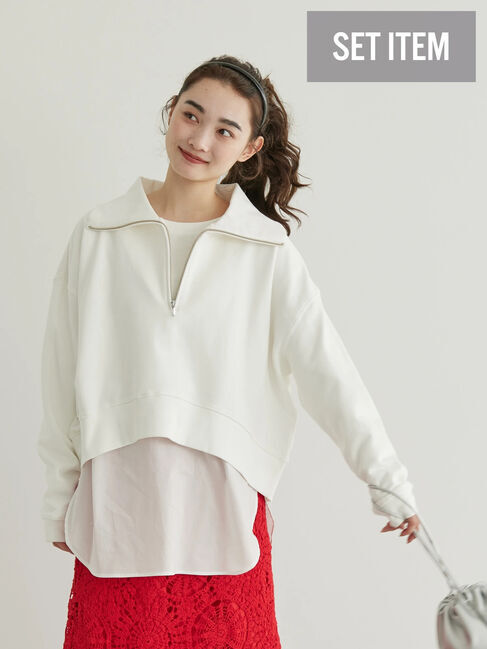  「SET ハーフZIPスウェット+シャツテールプルオーバー」|Tシャツ・カットソー|オフホワイト