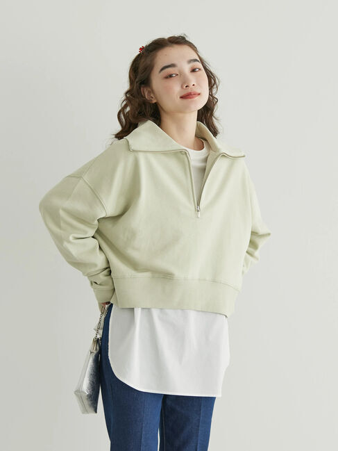  「SET ハーフZIPスウェット+シャツテールプルオーバー」|Tシャツ・カットソー|