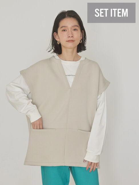  「SET ポンチベスト+カットプルオーバー」|Tシャツ・カットソー|