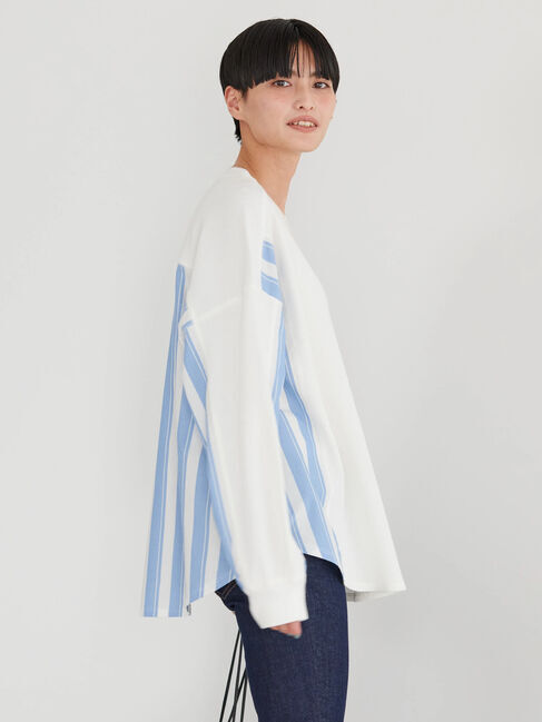  「ドッキングストライプワッフルプルオーバー」|Tシャツ・カットソー|