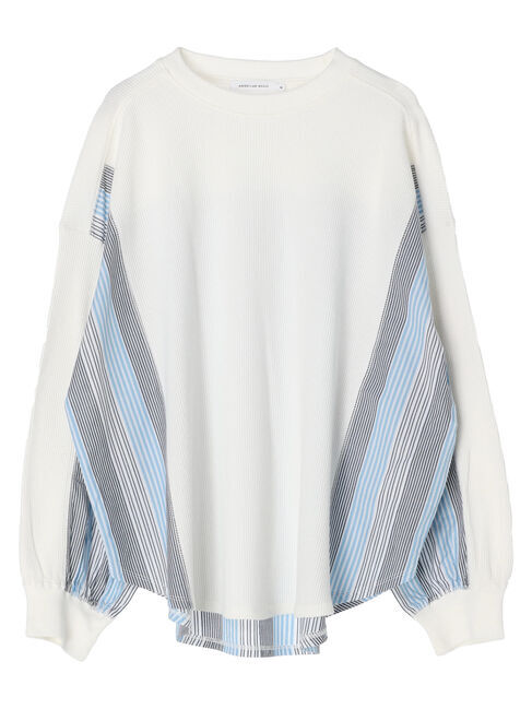  「ドッキングストライプワッフルプルオーバー」|Tシャツ・カットソー|