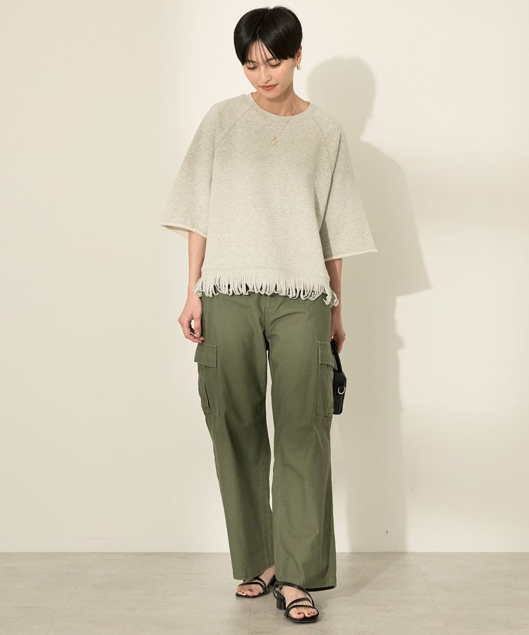 AMERICAN HOLIC「フリンジ5分袖ラグランスウェット」|Tシャツ・カットソー|