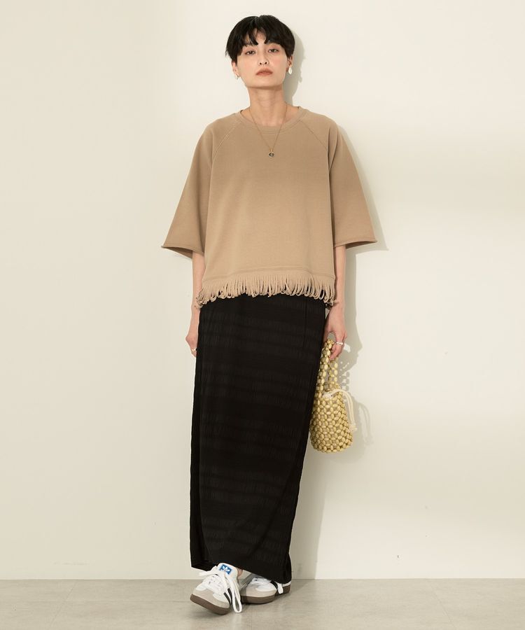 AMERICAN HOLIC「フリンジ5分袖ラグランスウェット」|Tシャツ・カットソー|