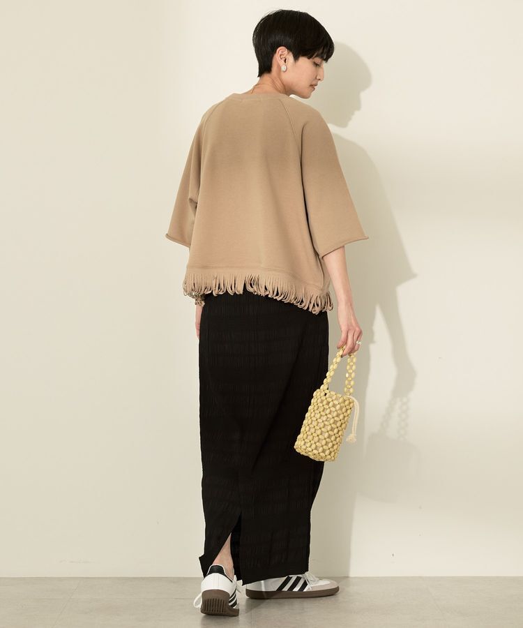 AMERICAN HOLIC「フリンジ5分袖ラグランスウェット」|Tシャツ・カットソー|