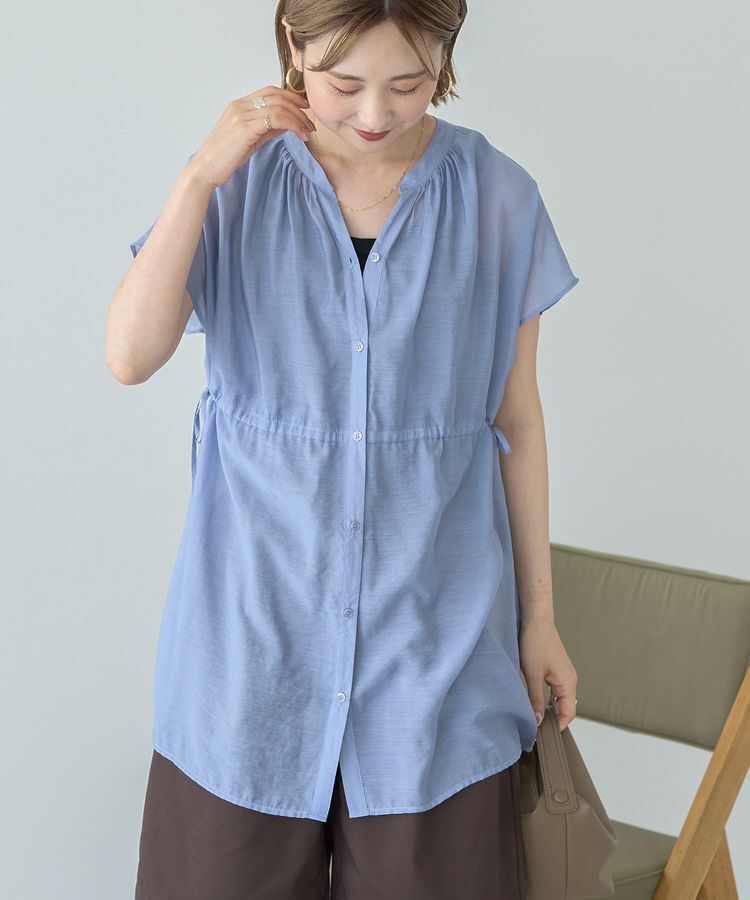 AMERICAN HOLIC「ウエストドロストフレンチスリーブブラウス」|シャツ・ブラウス|Blue