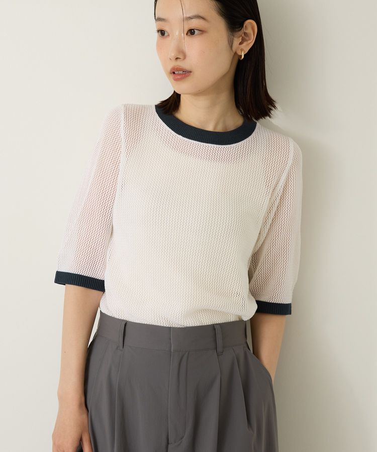 AMERICAN HOLIC「メッシュニットリンガーTシャツ」|ニット・セーター|Ivory