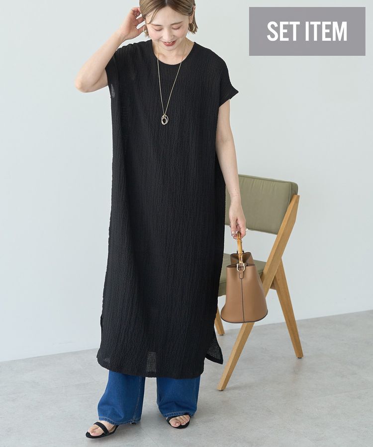 AMERICAN HOLIC「ポコポコノースリーブワンピース【インナー付き】」|ワンピース|Black