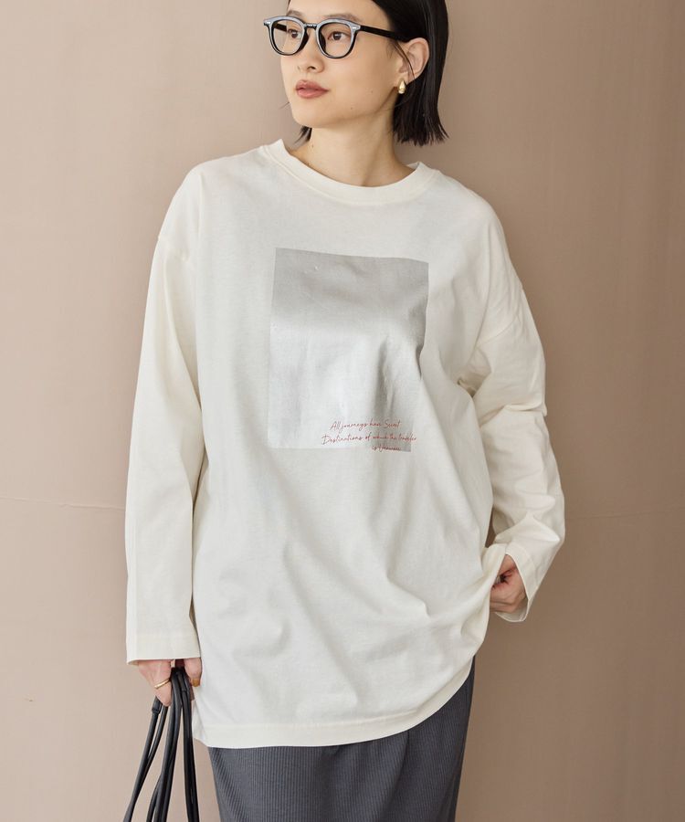 AMERICAN HOLIC「ボックス箔プリントロングTシャツ/チュニック」|Tシャツ・カットソー|