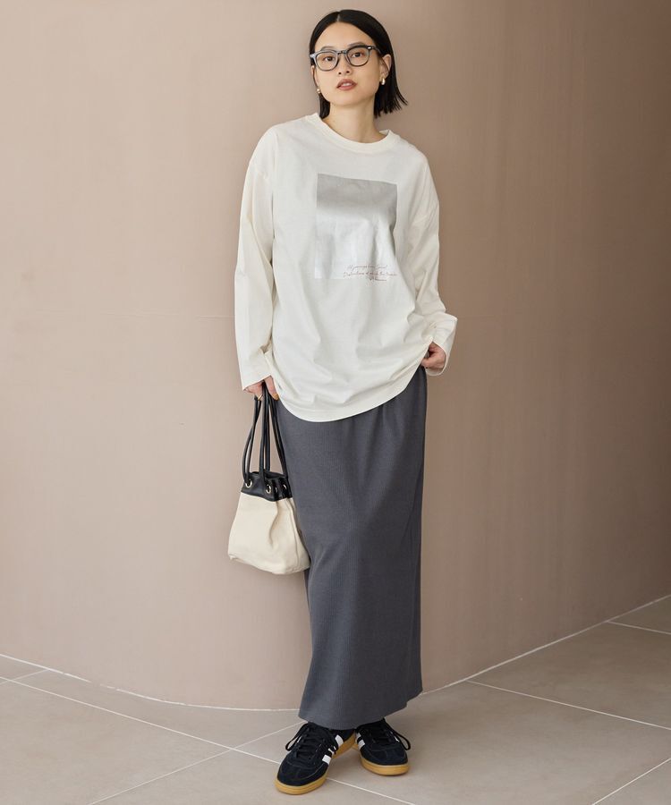 AMERICAN HOLIC「ボックス箔プリントロングTシャツ/チュニック」|Tシャツ・カットソー|