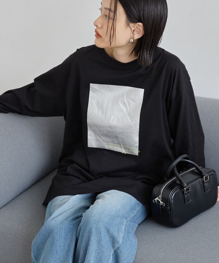 AMERICAN HOLIC「ボックス箔プリントロングTシャツ/チュニック」|Tシャツ・カットソー|