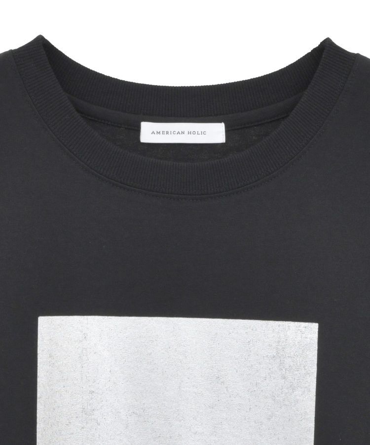 AMERICAN HOLIC「ボックス箔プリントロングTシャツ/チュニック」|Tシャツ・カットソー|