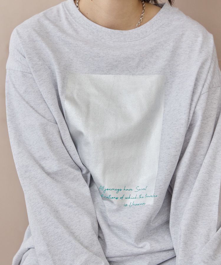 AMERICAN HOLIC「ボックス箔プリントロングTシャツ/チュニック」|Tシャツ・カットソー|
