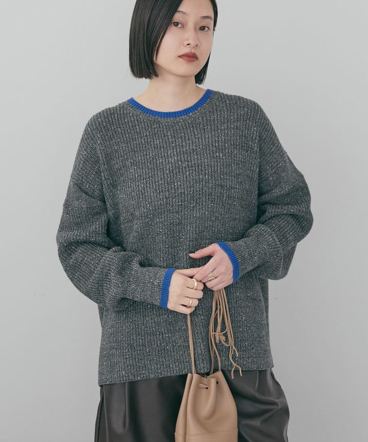 AMERICAN HOLIC「【WEB限定】配色ラインニットプルオーバー」|ニット・セーター|Light Gray Mixture