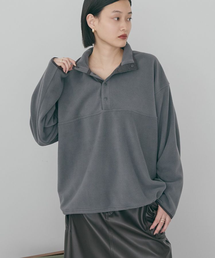 AMERICAN HOLIC「ハーフスナップフリースプルオーバー」|スウェット・ジャージ|Charcoal Gray