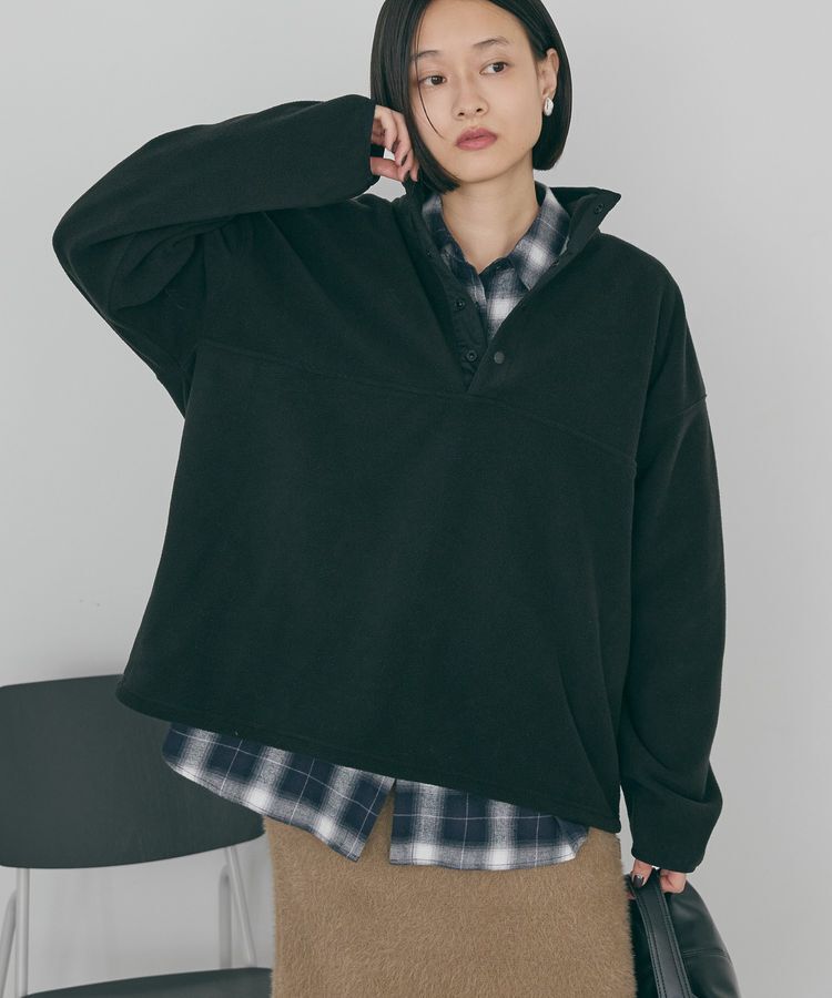 AMERICAN HOLIC「ハーフスナップフリースプルオーバー」|スウェット・ジャージ|Black