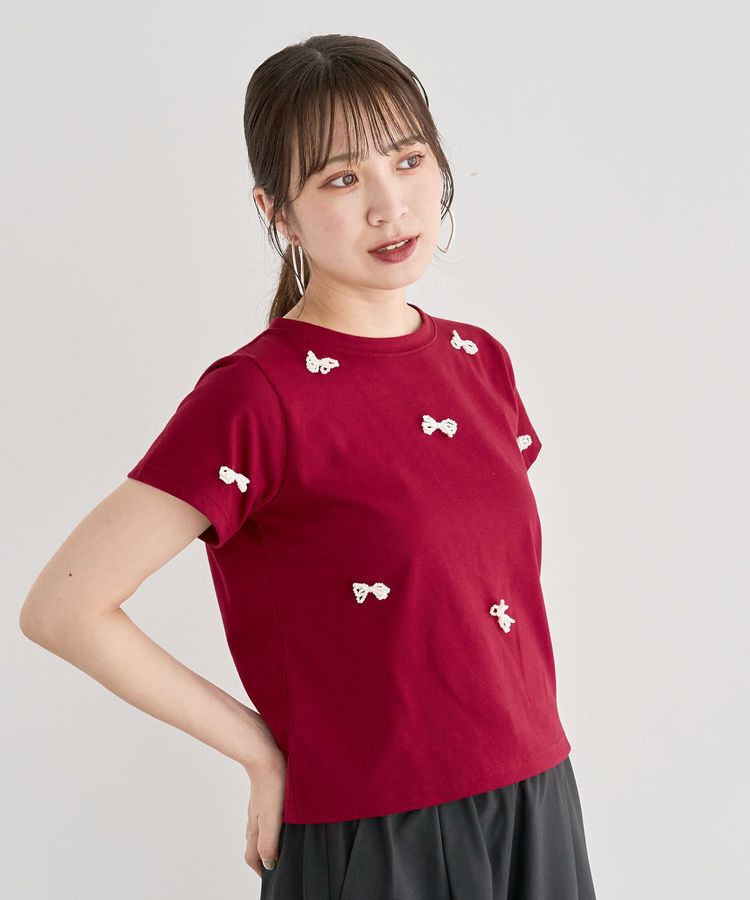 Green Parks「・swing by パールリボンモチーフTEE」|Tシャツ・カットソー|