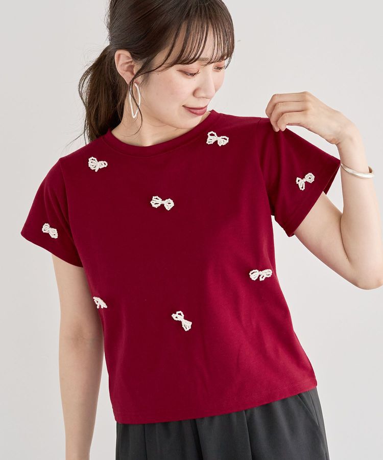 Green Parks「・swing by パールリボンモチーフTEE」|Tシャツ・カットソー|