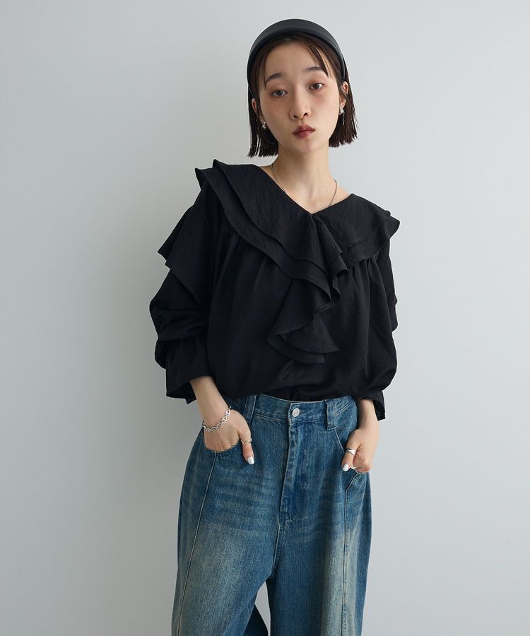 AnriettMusee「ビッグカラーフリルブラウス」|シャツ・ブラウス|