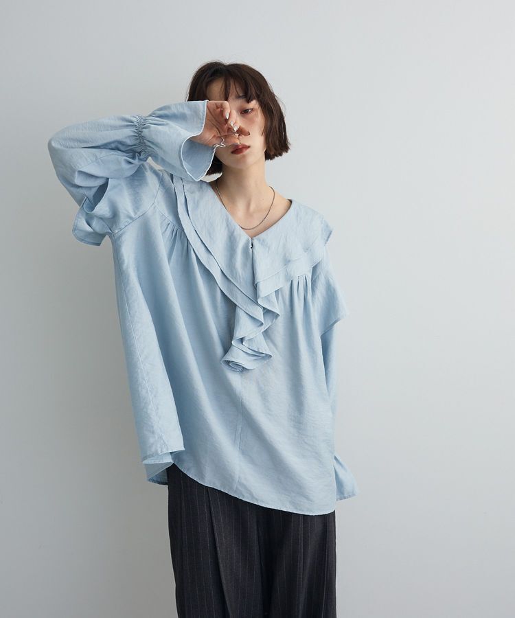 AnriettMusee「ビッグカラーフリルブラウス」|シャツ・ブラウス|