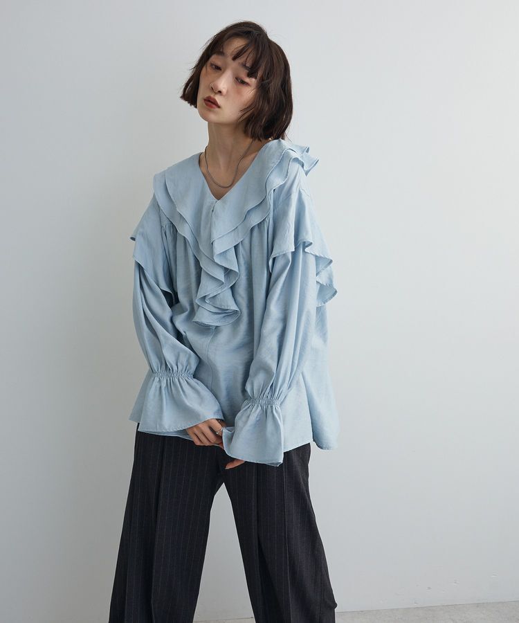 AnriettMusee「ビッグカラーフリルブラウス」|シャツ・ブラウス|