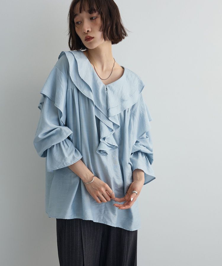 AnriettMusee「ビッグカラーフリルブラウス」|シャツ・ブラウス|Sax