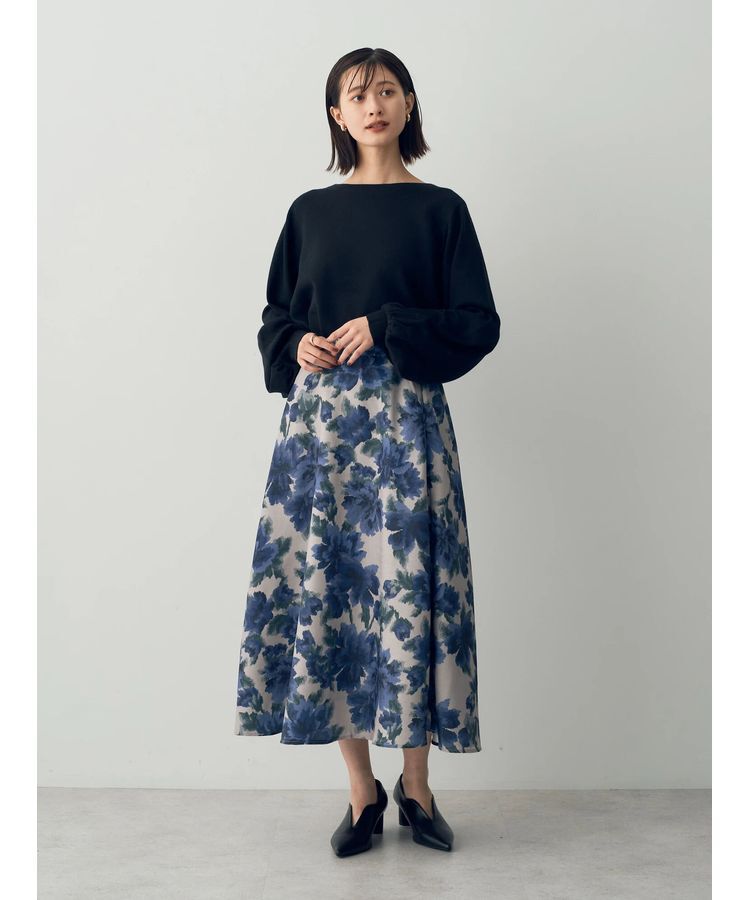 YECCA VECCA「ヴィンテージフラワー柄フレアスカート」|フレア|